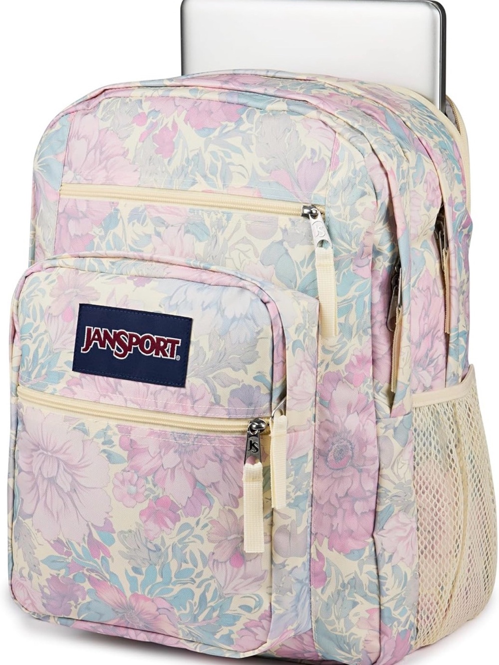 Jansport Floral Print Backpack in Pastel Pink & Blue - Picture 3 of 4